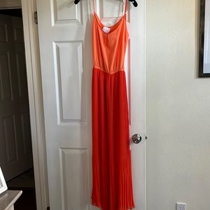 70s Style Spaghetti Strap Floor Length Dress. Orange. Romeo & Juliet. Small.